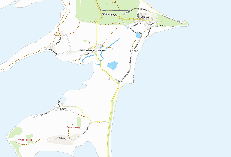 Lobbe Stadtplan mit Satellitenaufnahme und Hotels von Rügen