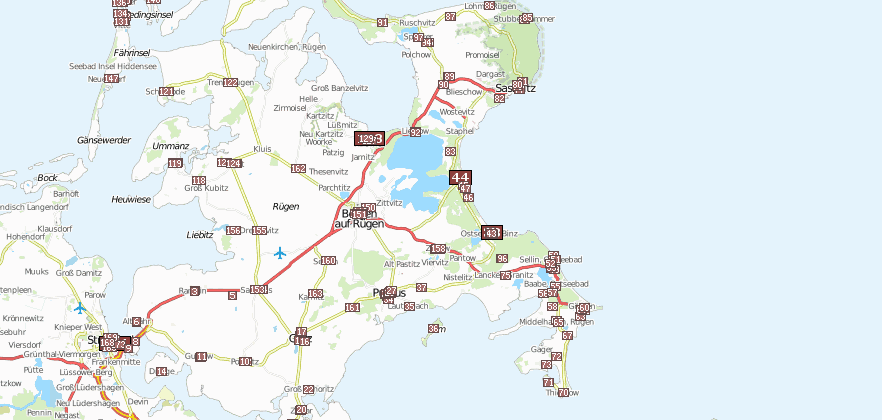 Reiseführer von Rügen mit Sehenswürdigkeiten von Rügen direkt per Stadtplan